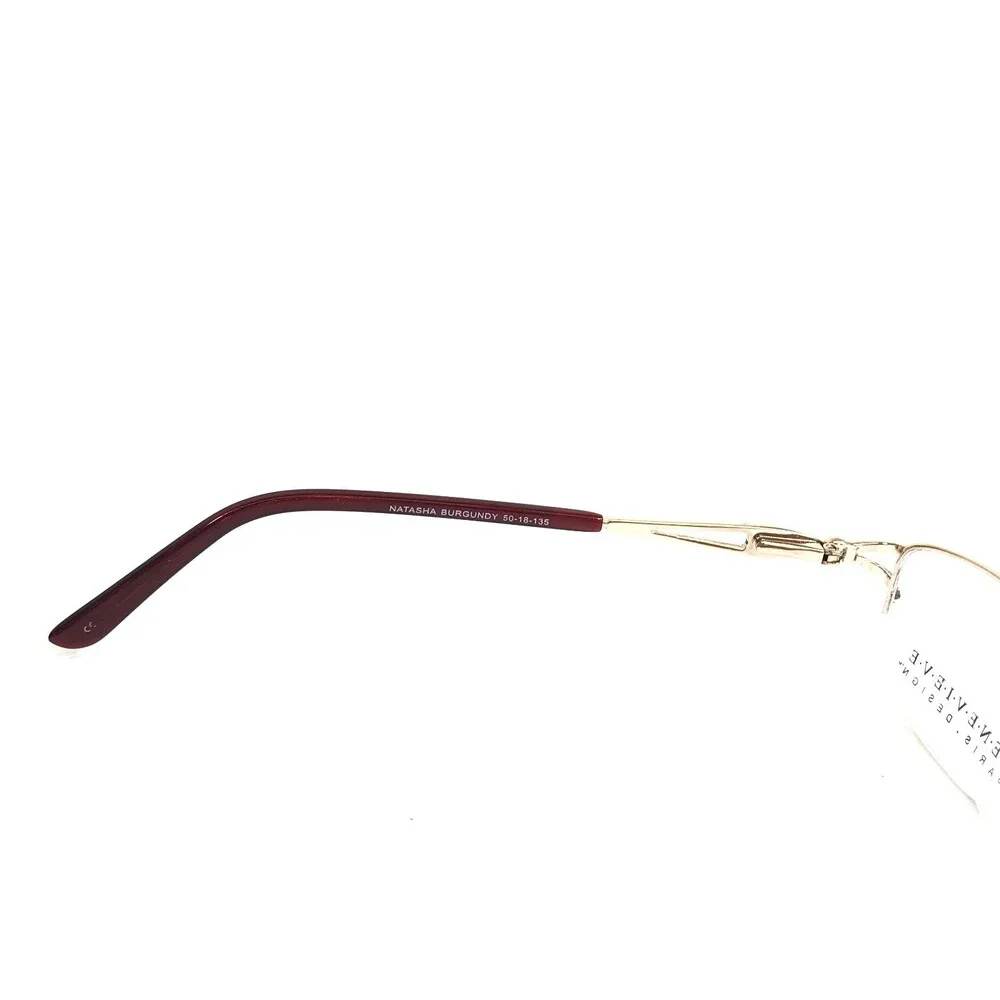 Genevieve Eyeglasses Frames NATASHA BURGUNDY Red Gold Rectangular 50-18-135